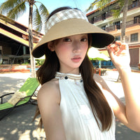 2026 New Wide Brim Straw Empty Top Hat for Women Summer Beach UV Protection Sun Hat
