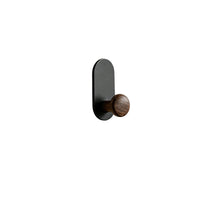 Walnut Wood Grain Single Wall Hook for Coats and Hats, No-Drill Adhesive