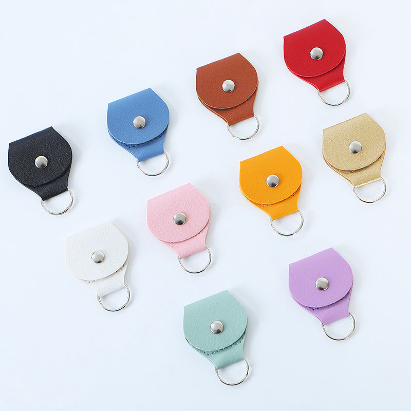 Guitar Pick Holder Bag Leather Folk Electric Acoustic Guitar Ukulele Pick Set Keychain Clip