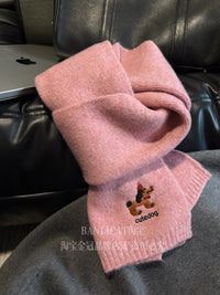 BanliCat Christmas Dog Red Knitted Wool Blend Scarf for Men and Women, Autumn/Winter Warm Neck Warmer