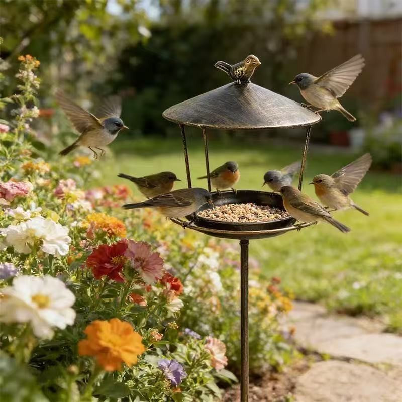 Outdoor Iron Bird Feeder Garden Decoration