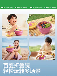 KK Tree Foldable Silicone Bowl and Cup Set for Travel, Camping, and Baby Feeding