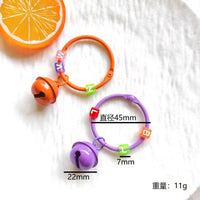 Creative 45mm Metal Ring Bell Letter Bead Keychain Pendant for DIY Bags & Gifts