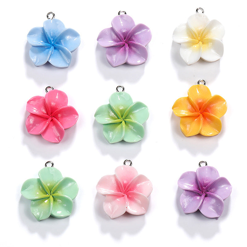 9-Color Resin Plumeria Flower Charms for DIY Jewelry Making