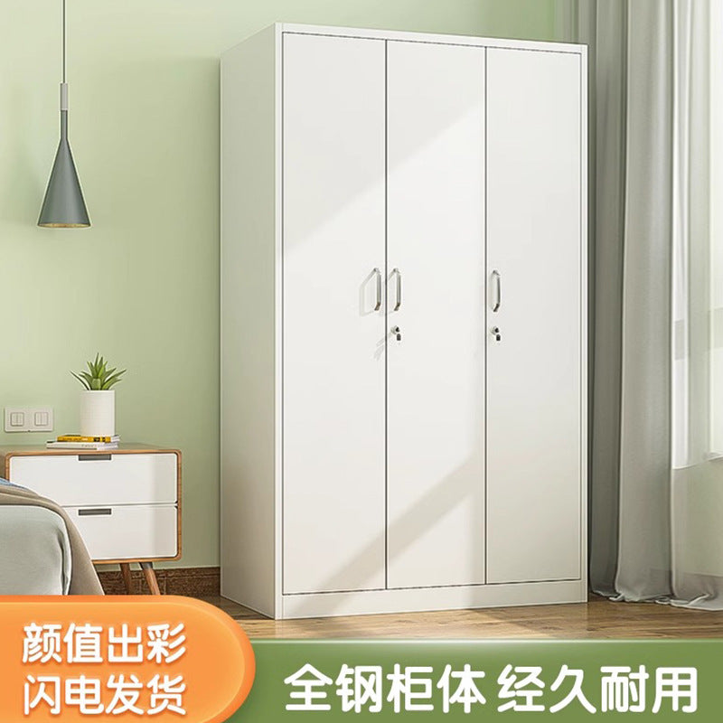 Modern Minimalist Steel Wardrobe with Sliding Doors for Home Bedroom Storage