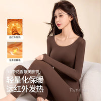 Camellia Scented Ultra-Thin Thermal Underwear Set for Women with Hyaluronic Acid Infusion