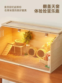 Solid Wood Pet Breeding Cage for Hamsters, Birds, and Small Animals with Thermostatic Control