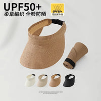 Foldable Wide Brim Straw Sun Hat for Women, Portable & Packable UV Protection Beach Hat