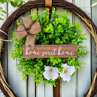 Christmas Eucalyptus Wreath Door Hanger with White Flowers