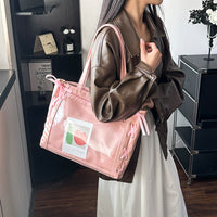 Japanese Style Ribbon Bow Transparent Panel Tote Bag