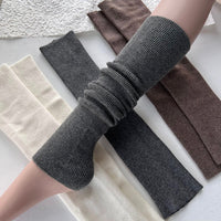 Wool Cashmere Blend Leg Warmers for Women - Solid Color Over-the-Knee Yoga Socks