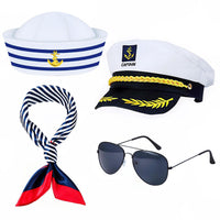 Captain Hat Sailor Costume Set with Sunglasses and Scarf for Yacht Parties and Cosplay