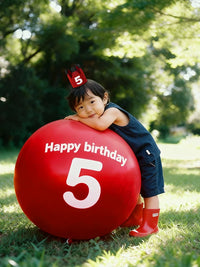 36-inch Red Latex Birthday Balloon Set with Hat and Ribbon for Outdoor Decorations