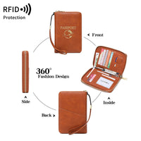 RFID Blocking Passport Holder Travel Wallet with Zipper Closure