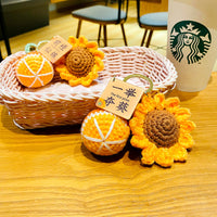 Creative Plush Crochet Sunflower Keychain Backpack Charm for Students and Gifts