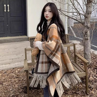 Women's Reversible Plaid/Patterned Shawl Scarf - Stylish & Versatile for Office or Casual Wear