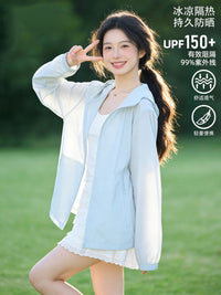 Women's Detachable Hood Sun Protection Jacket UV Proof Breathable Ice Silk for Outdoor Summer
