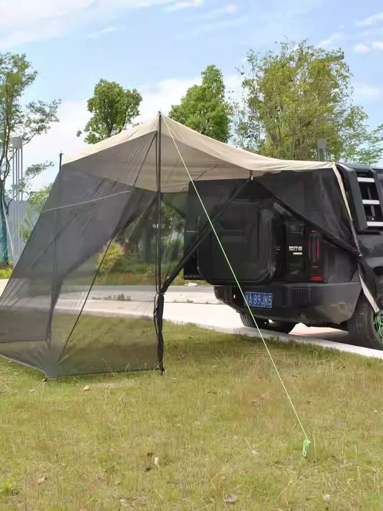 SUV Car Tail Tent with Mosquito Net, 270-Degree Surround, Sun and Rain Protection