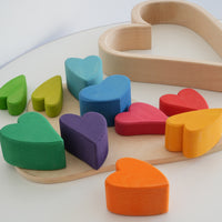 Kids Wooden Rainbow Heart Stacking Blocks Early Education Toy