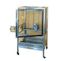 304 Stainless Steel Villa Bird Cage with Splash-Proof Tempered Glass for Parrots
