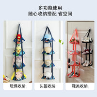 Over-the-Door Ball Storage Organizer with 4 Tiers for Sports Equipment and Toys