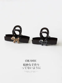 Chuan Ye Black Coffee Line Puppy Hair Claw Clip Small Shark Clip Hair Accessories