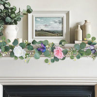 Eucalyptus Rose Butterfly Garland Artificial Greenery for Wedding & Festival Decor