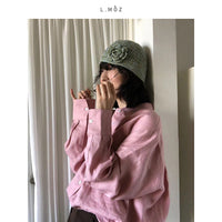 Hand-Knitted 3D Floral Patchwork Bucket Hat for Women, Stylish Mixed Color Wool Fisherman Cap