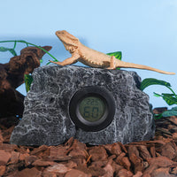 Reptile Terrarium Thermometer Hygrometer with Rock-like Design for Hamsters and Birds