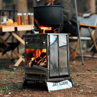 Portable Stainless Steel Mini Charcoal Grill & Wood Stove for Outdoor Camping