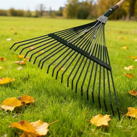22-Tooth Steel Wire Rake for Garden and Yard Cleaning, Leaf Collection