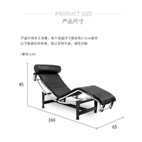 Genuine Leather Single Lounge Chair with Stainless Steel Frame, Designer Chaise Longue for Living Room