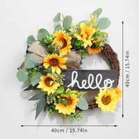 American Welcome Eucalyptus Wreath Door Hanging Decoration Artificial Flower Garland for Party