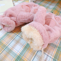 Cute Cartoon Animal Paw Plush Gloves for Women, Winter Warm Thickened Neck-Hanging Mittens for Cycling and Cold Protection