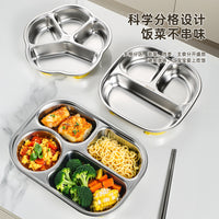 Kids 316 Food Grade Stainless Steel Divided Plate for Kindergarten and Primary School Canteen Meals