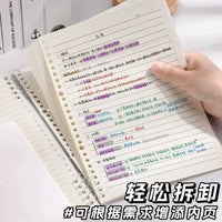 B5 Gradient A5 Loose-Leaf Notebook Set with Detachable Clip for Students, Lined/Grid/Blank Pages