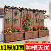 Outdoor Wooden Privacy Screen Planter Box with Trellis for Garden Patio Decor