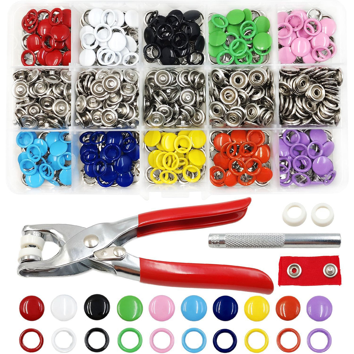 Colorful Snap Fastener Kit with Pliers Tool for DIY Crafting