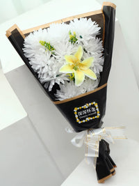 Artificial Chrysanthemum and Lily Bouquet for Tombstone Decoration
