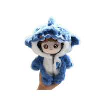 Shark Doll Clothes Cotton Plush Jumpsuit with Hood for 10-20cm Dolls