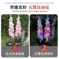 LED Solar Decorative String Lights for Garden and Yard, Outdoor Waterproof Ground Plug Lamp with Simulated Violet Design