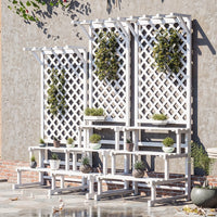 Outdoor Wood Planter with Trellis and Storage Shelf for Garden Patio Balcony