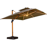 Outdoor Patio Umbrella with Solar LED Lights and Water Base for Garden Balcony Commercial Use