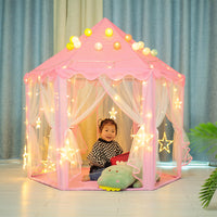 Kids Hexagonal Tulle Play Tent Princess Castle Playhouse for Indoor Outdoor Fun