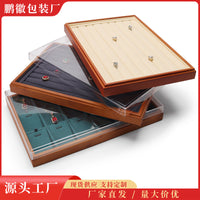 Bamboo Wood Jewelry Display Tray with Lid for Rings, Pendants, and Bracelets