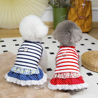 Pet Dog Summer Dress with Leash Ring for Small Dogs - Teddy, Bichon, Chihuahua