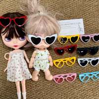 8cm Wide Heart-Shaped Doll Sunglasses for 24cm Dolls and Pets