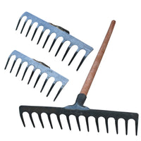 Heavy-Duty Steel Rake with Wooden Handle for Gardening and Farming