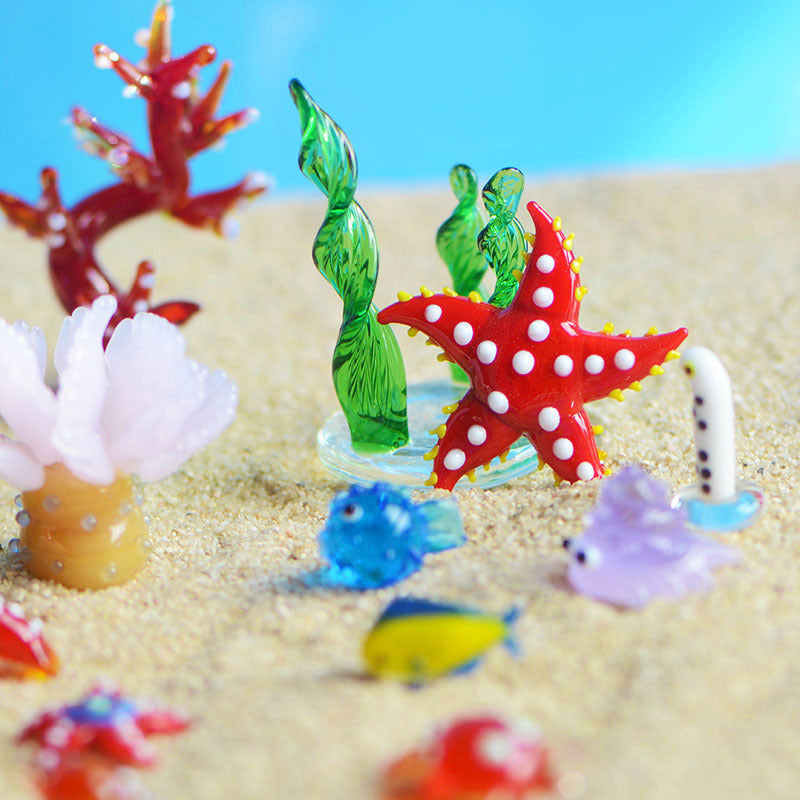 Handmade Glass Marine Life Figurines for Aquarium Decoration