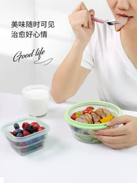 Partita Collapsible Silicone Lunch Box for Microwave, Portable Bento Bowl for Office and Travel